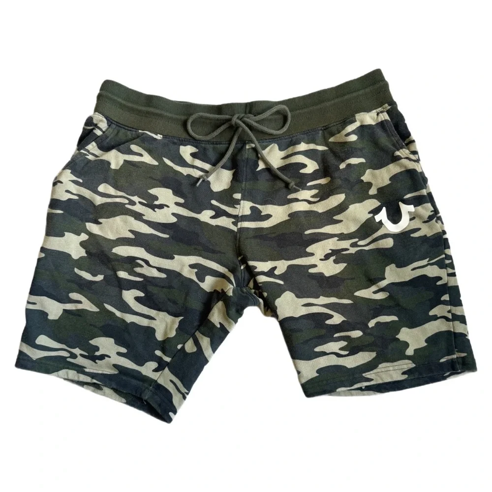 True Religion Camouflage Drawstring Men’s Shorts Size XXL - Picture 1 of 6